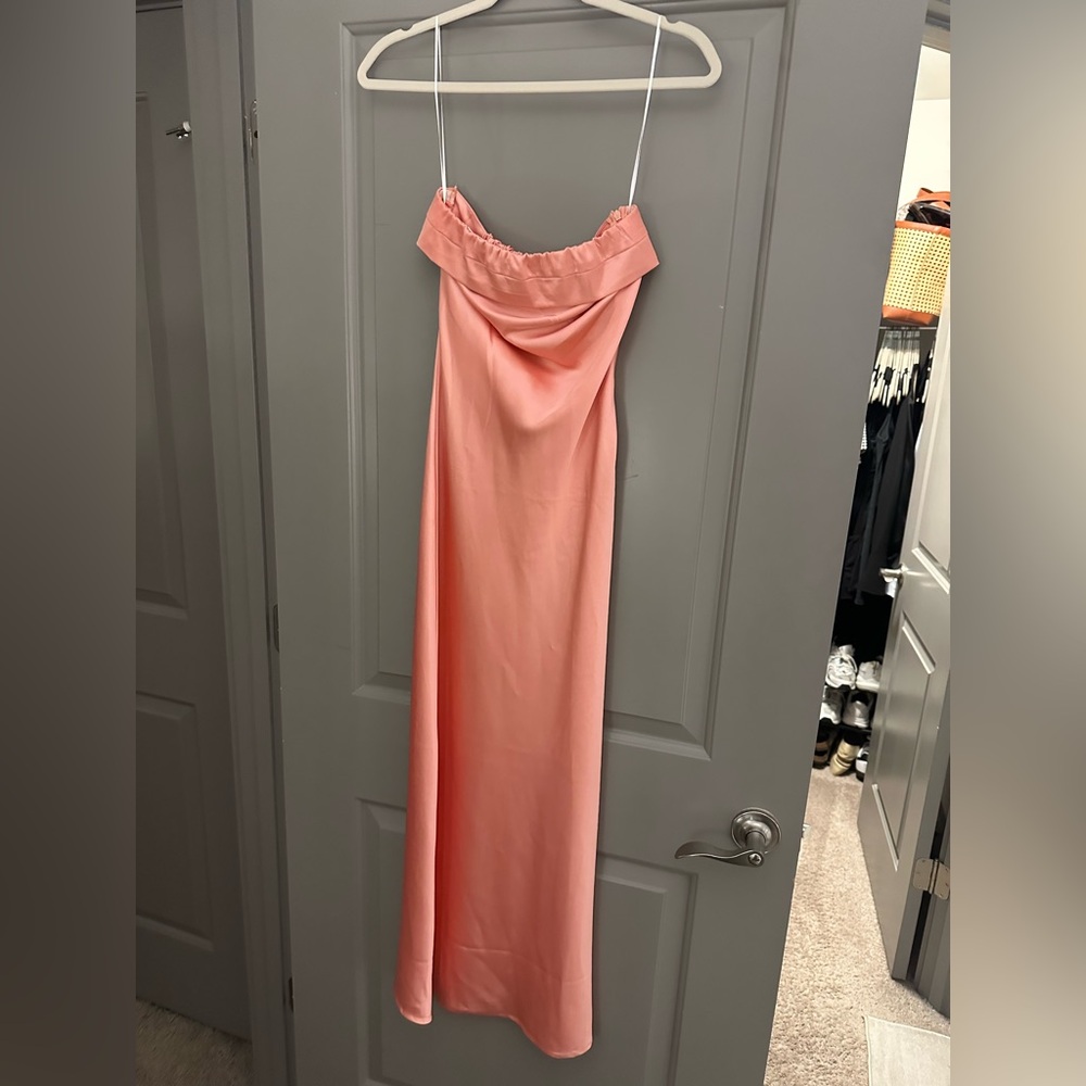 Satin Peach Maxi Dress
